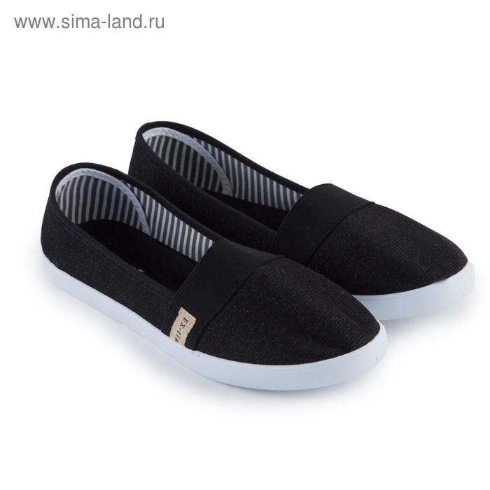 фото Слипоны женские, цвет чёрный, размер 38 ex-tim