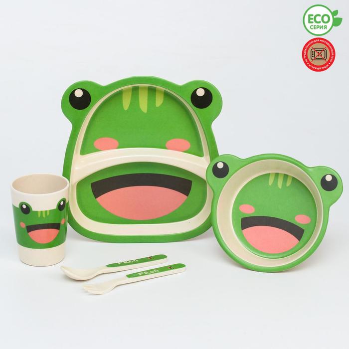 Набор бамбуковой посуды «Лягушка», 5 предметов: тарелка, миска, стакан, вилка, ложка
Набор бамбуковой посуды «Лягушка», 5 предметов: тарелка, миска, стакан, вилка, ложка