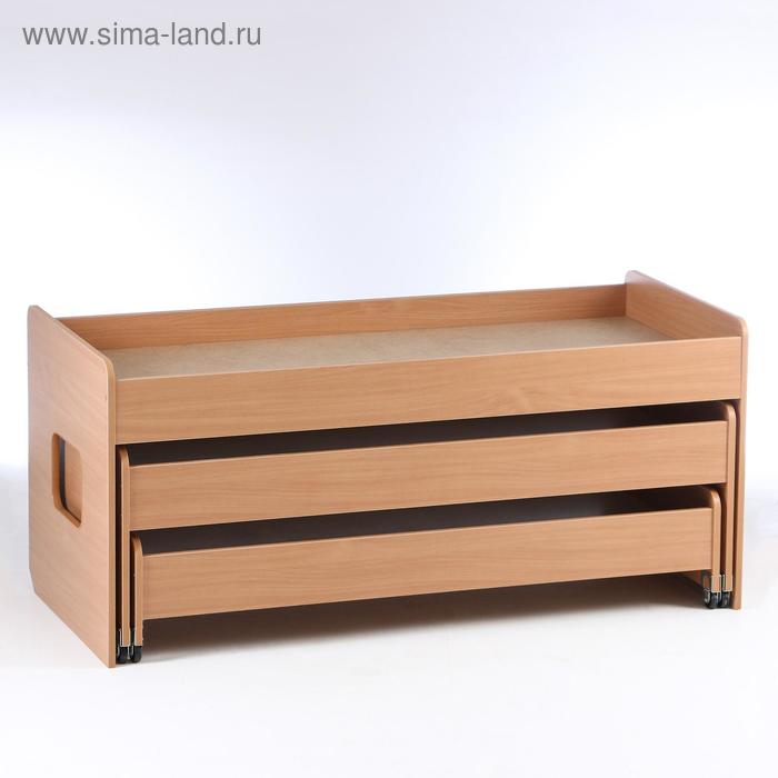 Кровать трехъярусная, 1490х670х670, ЛДСП, цвет бук
Кровать трехъярусная, 1490х670х670, ЛДСП, цвет бук