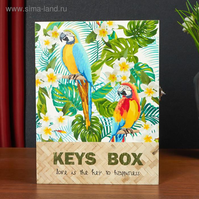 Ключница дерево 6 крючков "Попугаи Ара и тропические цветы" 26х5х19,5 см
Ключница дерево 6 крючков "Попугаи Ара и тропические цветы" 26х5х19,5 см