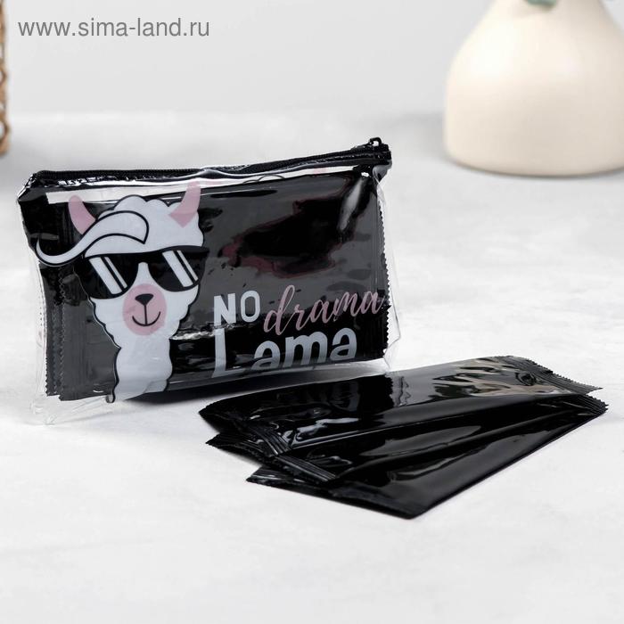 фото Косметичка с влажными салфетками no drama в косметичке 15,5х10 см, 10шт, чёрные,