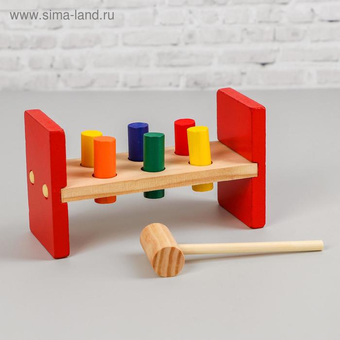фото Игрушка-стучалка с колышками и молотком, дерево, 17,5×10×7см