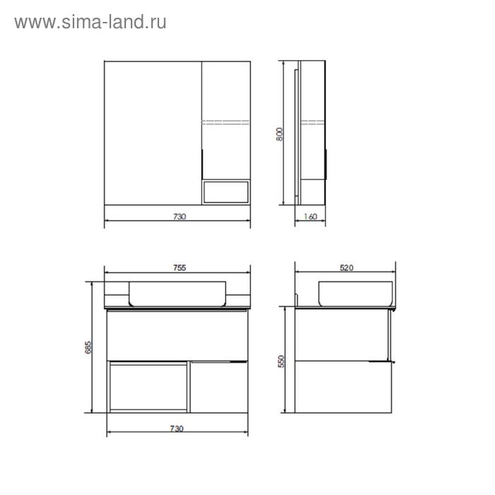 фото Тумба-умывальник «штутгарт-75», дуб тёмно-коричневый, с чёрной столешницей, с раковиной t-y9378 comforty