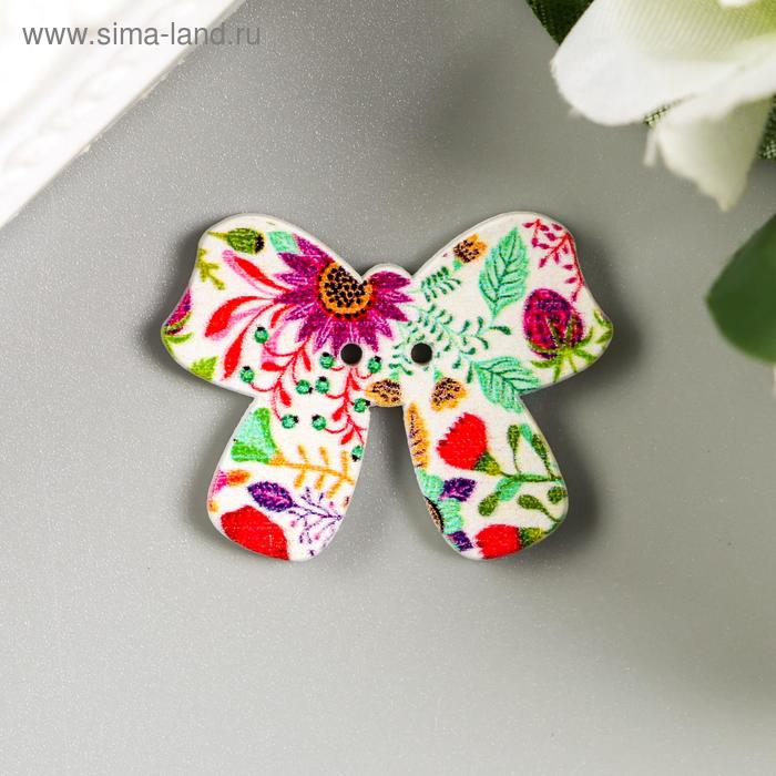 фото Пуговицы декоративные "бантики", дерево, 30х23 мм (набор 18 шт) ассорти