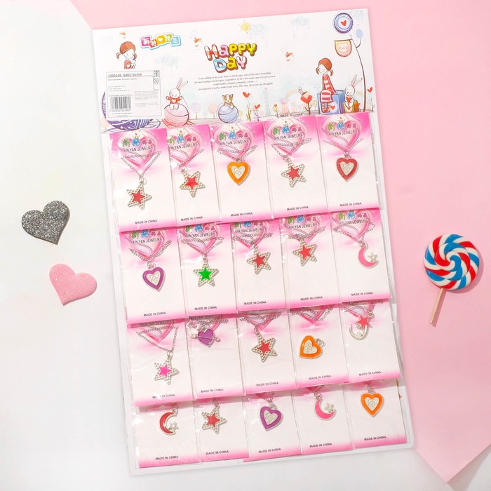 Набор кулонов детский из 20 штук "Ассорти" яркость, 23см, форма МИКС, цвет МИКС
Набор кулонов детский из 20 штук "Ассорти" яркость, 23см, форма МИКС, цвет МИКС