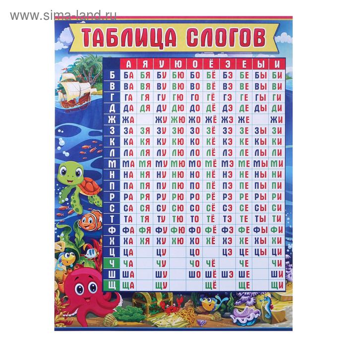 Плакат "Таблица слогов" морская тематика, А2
Плакат "Таблица слогов" морская тематика, А2