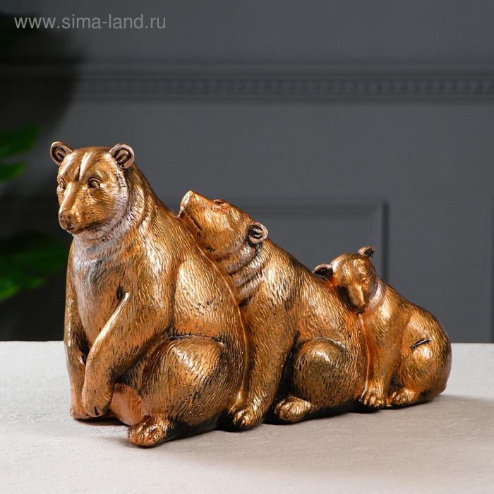 Копилка "Семья медведей", золотистая, покрытие лак, гипс, 20 см