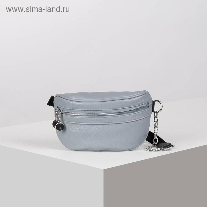 фото Сумка поясная, отдел на молнии, цвет голубой