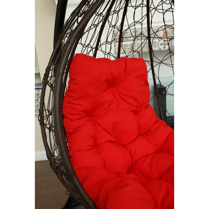 фото Подвесное кресло «бароло», капля, цвет коричневый, подушка красная, стойка кемпинггрупп