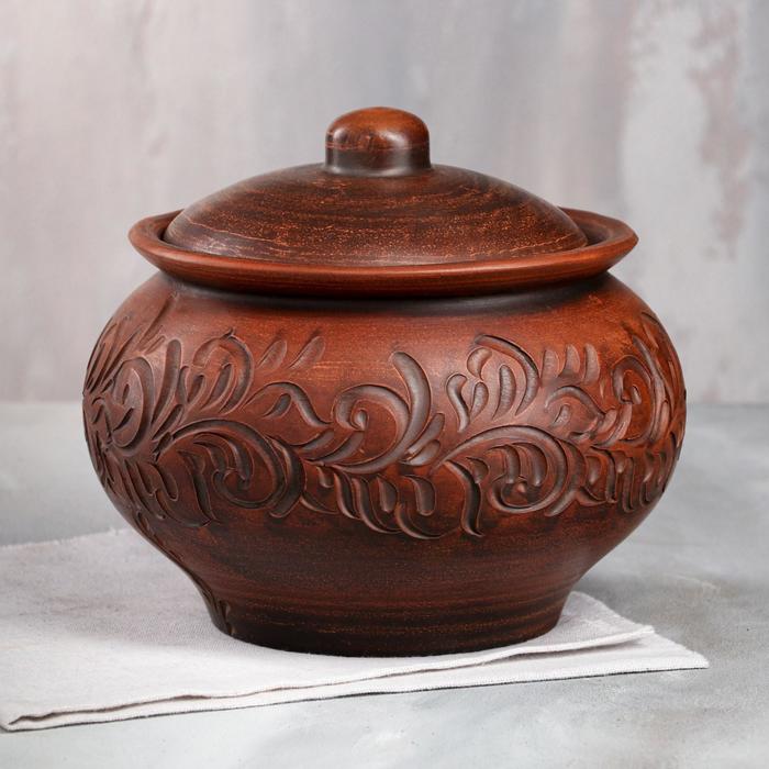 Горшок духовой "Резной", декор, без ручек, красная глина, 3.2 л
Горшок духовой "Резной", декор, без ручек, красная глина, 3.2 л