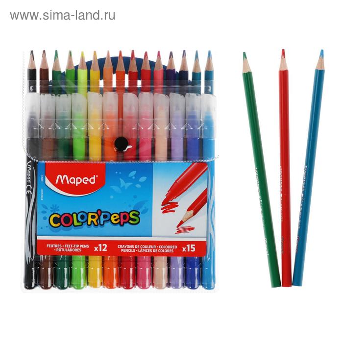Набор для рисования Maped Color Peps: 12 фломастеров + 15 цветных карандашей, в футляре
Набор для рисования Maped Color Peps: 12 фломастеров + 15 цветных карандашей, в футляре