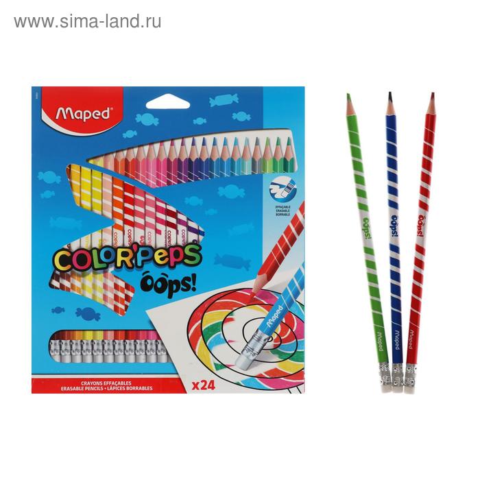 Карандаши 24 цвета, Maped Color Peps Oops, пластиковые, с ластиком, европодвес
Карандаши 24 цвета, Maped Color Peps Oops, пластиковые, с ластиком, европодвес