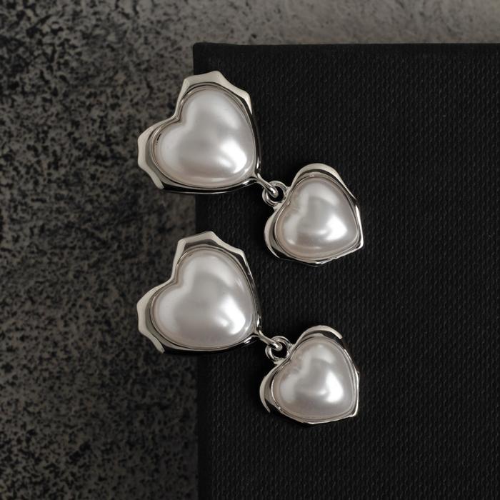 Серьги с жемчугом "Сердце" романтика, дуэт, цвет белый в серебре
Серьги с жемчугом "Сердце" романтика, дуэт, цвет белый в серебре