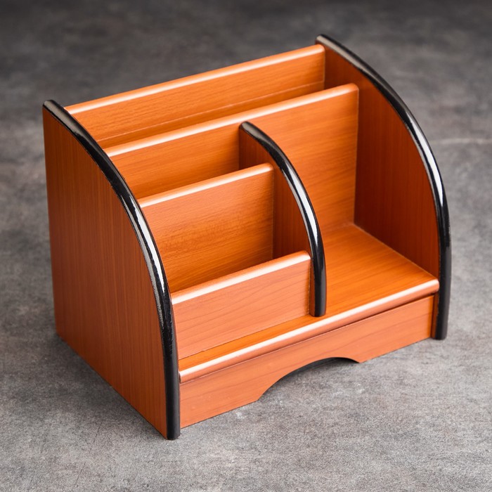 фото Органайзер 5 секций, 1 выдвижной ящик, серия ясень шимо темный с кантом темным, 20*16,5*15,