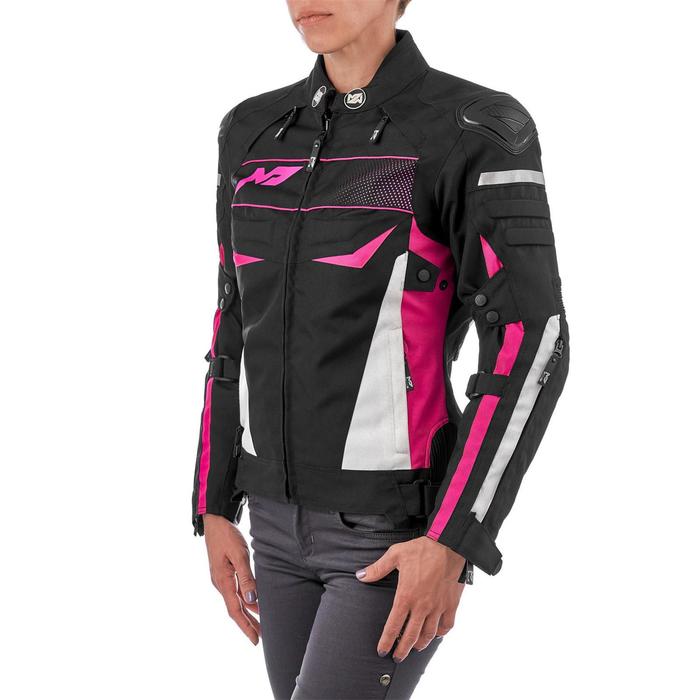 фото Куртка текстильная женская bonnie, размер xxs, чёрная, розовая moteq