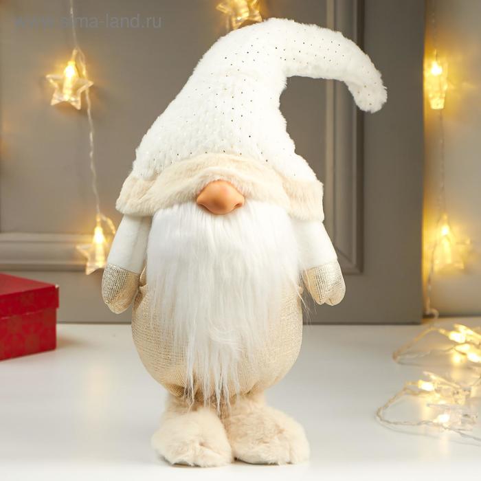 фото Кукла интерьерная "дедушка в золотистых штанах, в белом колпаке" 57х15х21 см