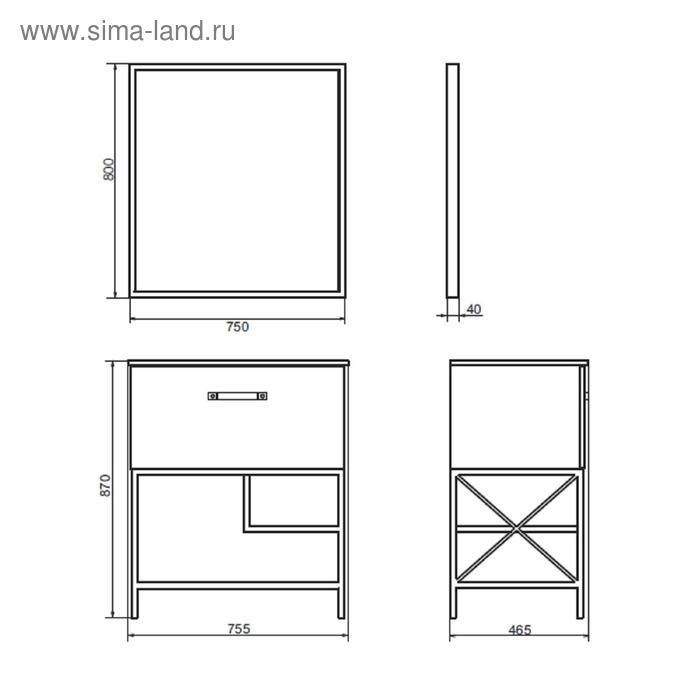 фото Тумба-умывальник comforty «бредфорд-75», дуб темный с раковиной comforty 75e, черная матовая 51475