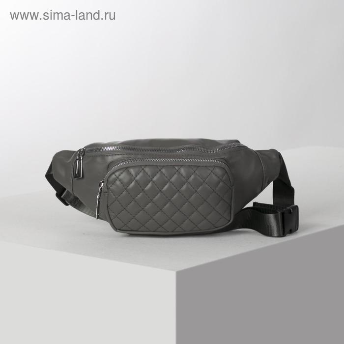 фото Сумка поясная, отдел на молнии, наружный карман, цвет серый