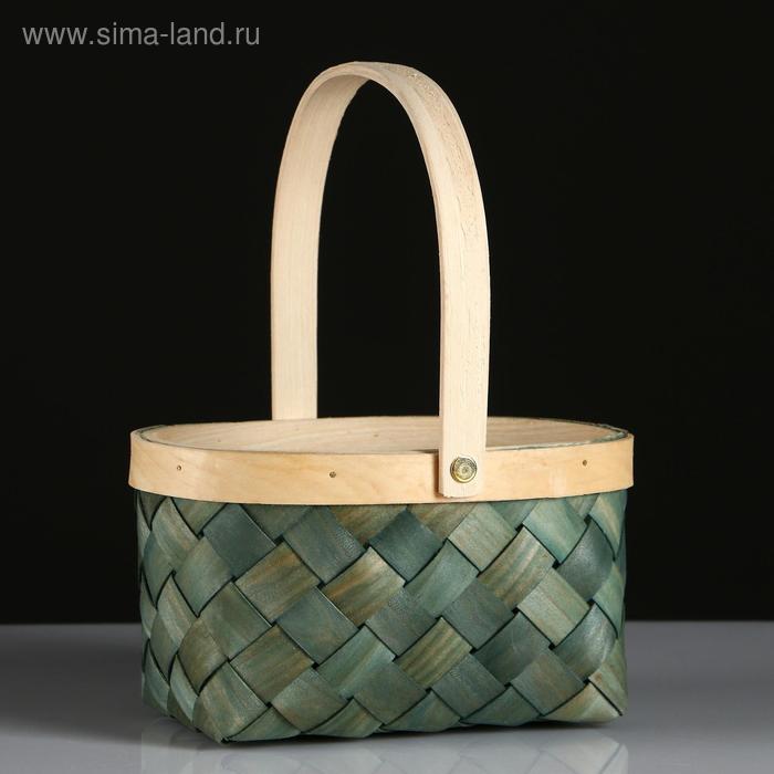 фото Корзина плетеная (секвойя), 19,5х13хh11/25 см, 1 шт., темно-зеленый