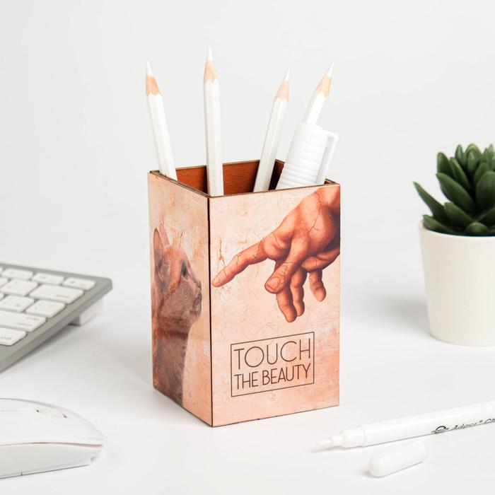 фото Органайзер для канцтоваров "touch the beauty" рука и котик, 6,5х10,5 см