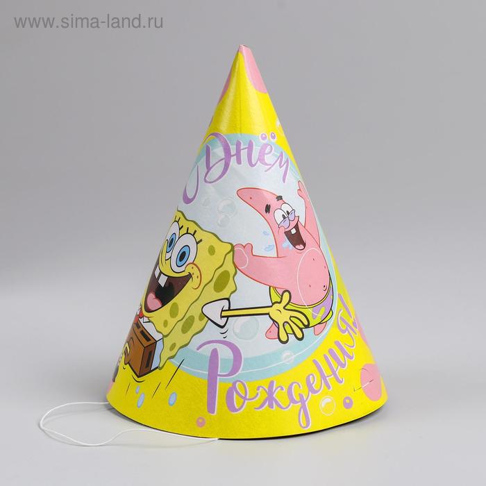 Колпак бумажный «Губка Боб. С днём рождения!», набор 6 шт. 
Колпак бумажный «Губка Боб. С днём рождения!», набор 6 шт.
