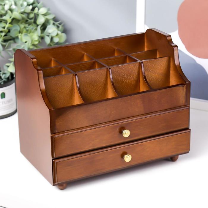 Шкатулка дерево для украшений и косметики 2 выдвижных ящика коричневая 26х16,5х21,7 см
Шкатулка дерево для украшений и косметики 2 выдвижных ящика коричневая 26х16,5х21,7 см