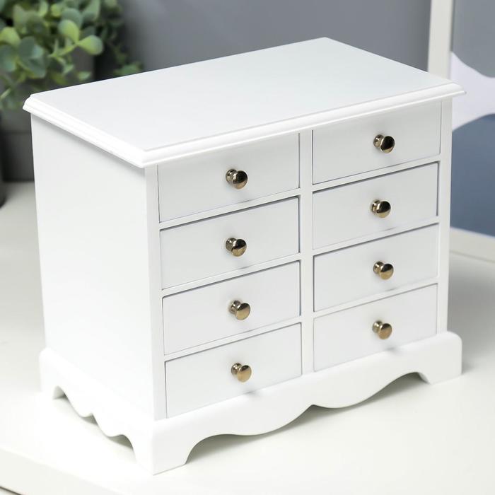 Шкатулка дерево "Комод 8 ящиков" белая 25х15х21,5 см
Шкатулка дерево "Комод 8 ящиков" белая 25х15х21,5 см