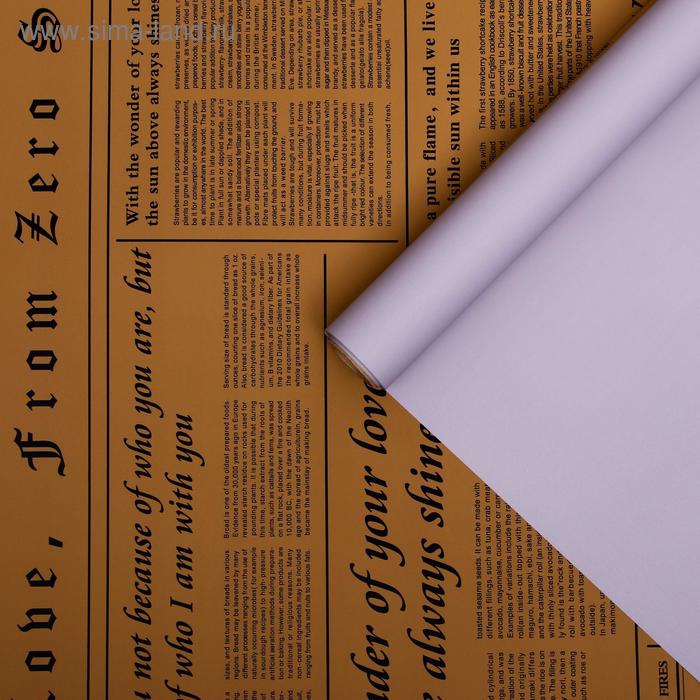 Плёнка матовая двухсторонняя "Газета на крафте" лавандовый, 0,58 х 10 м
Плёнка матовая двухсторонняя "Газета на крафте" лавандовый, 0,58 х 10 м