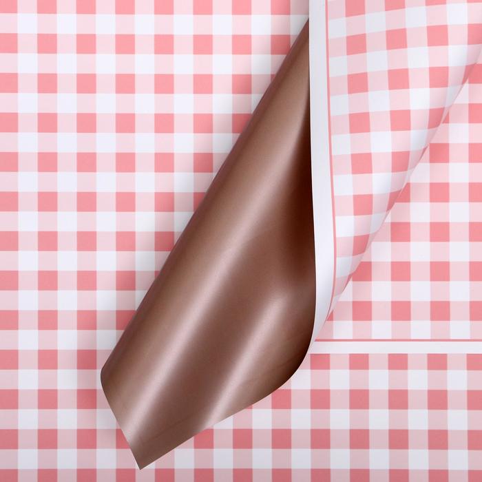 Плёнка матовая двухсторонняя бронзовая "Розовая клетка", 0,58 х 0,58 м 
Плёнка матовая двухсторонняя бронзовая "Розовая клетка", 0,58 х 0,58 м