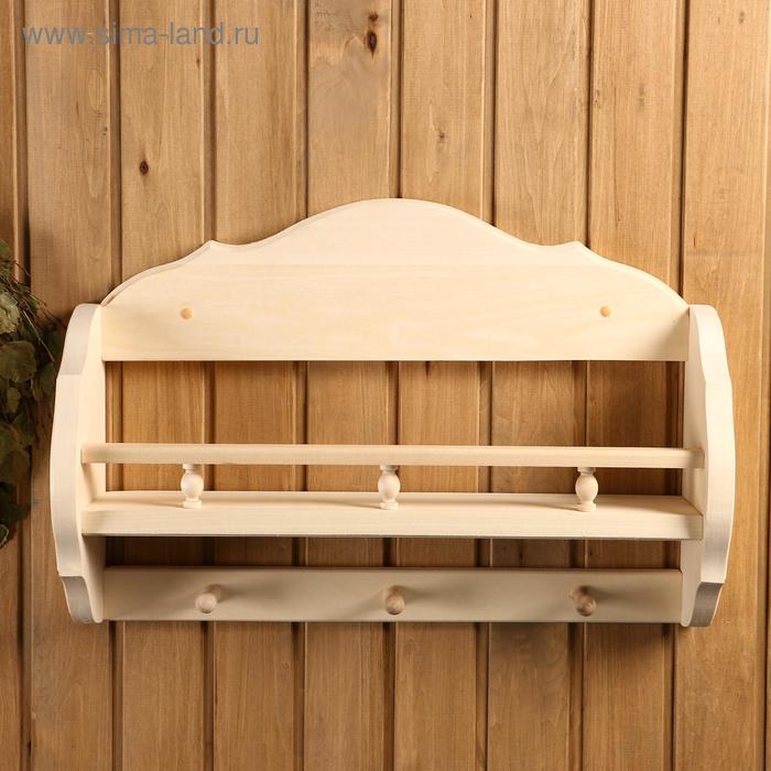 Полка из липы с держателем, 3 крючка 
Полка из липы с держателем, 3 крючка