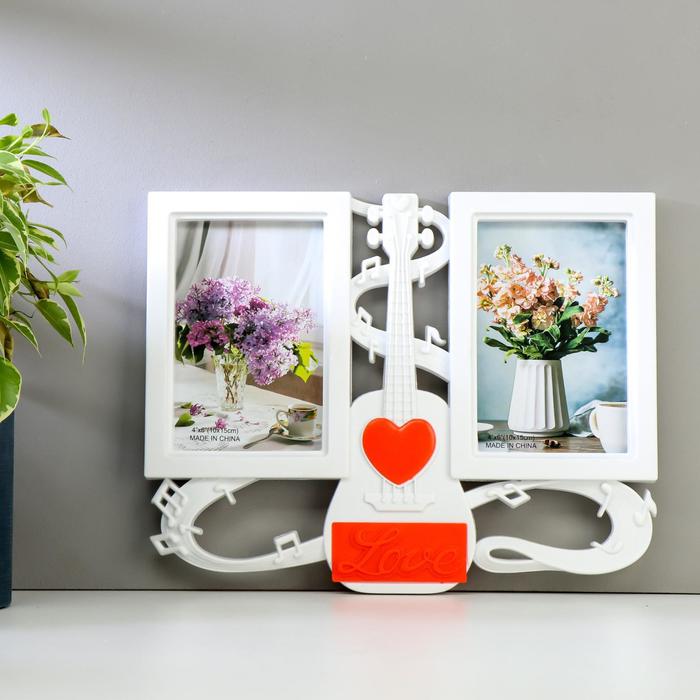 Фоторамка пластик на 2 фото 10х15 см "Гитара. Звуки музыки" белая 23,5х30х2 см
Фоторамка пластик на 2 фото 10х15 см "Гитара. Звуки музыки" белая 23,5х30х2 см