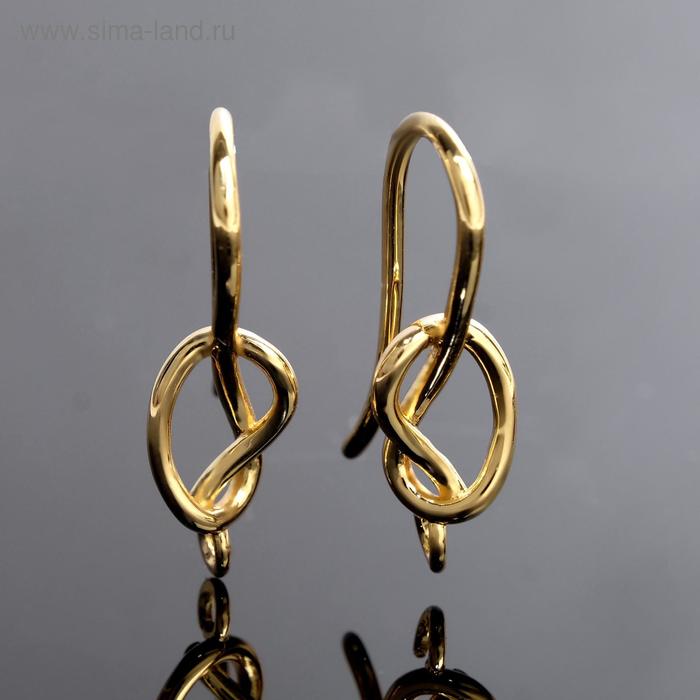 фото Швензы родированные "крючок" с узелком, цвет золото