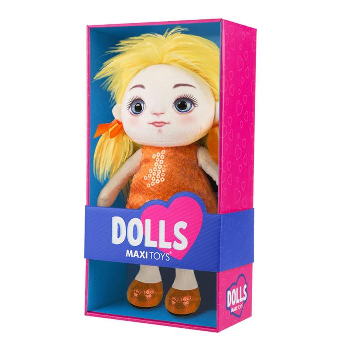 фото Мягкая игрушка «кукла милена» в оранжевом платье, 35 см maxitoys