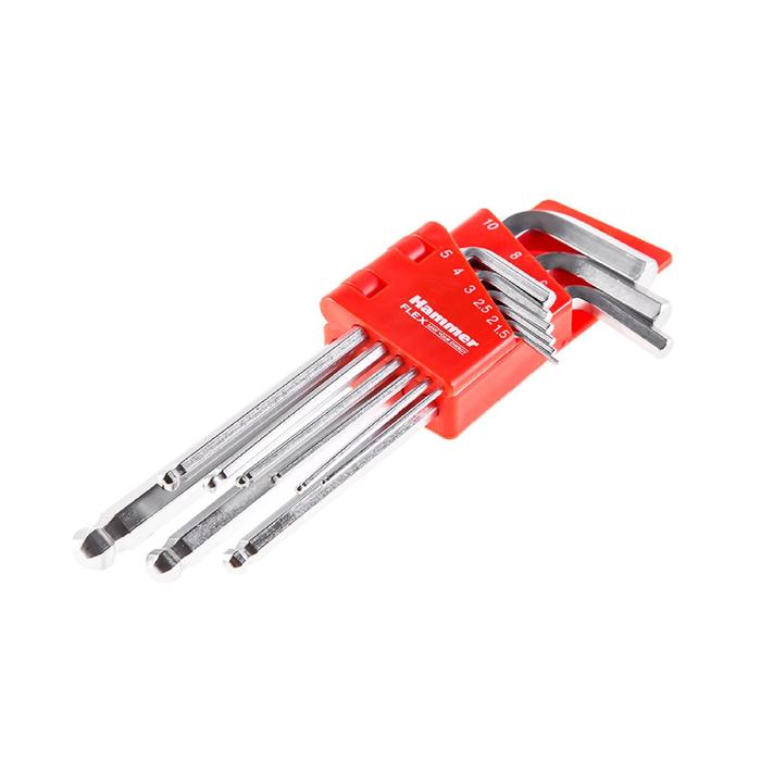 Набор шестигранных ключей Hammer Flex 601-030, 9 шт., 1.5-10 мм, CRV
Набор шестигранных ключей Hammer Flex 601-030, 9 шт., 1.5-10 мм, CRV