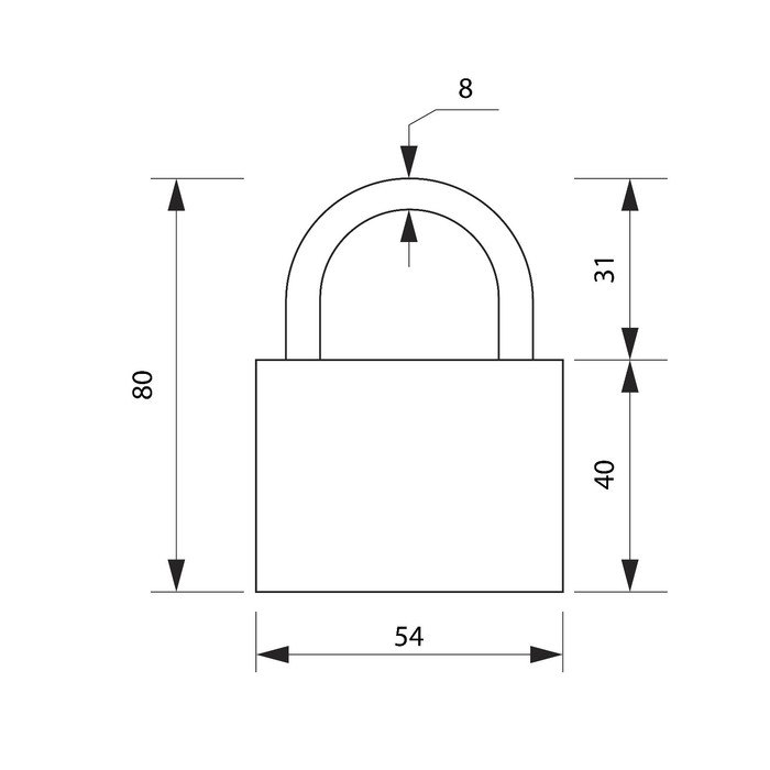 фото Замок навесной, 54х80 мм, 3 ключа тундра