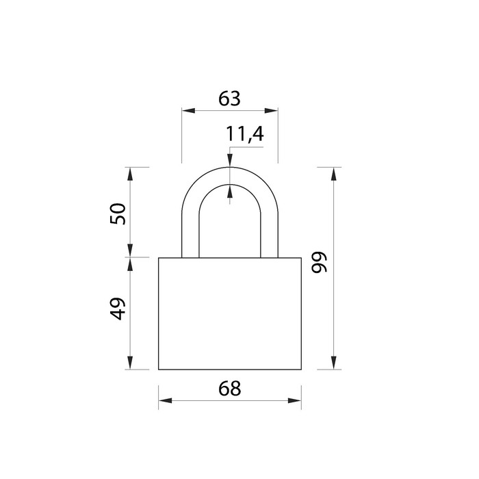 фото Замок навесной, 68х94 мм, 3 ключа тундра