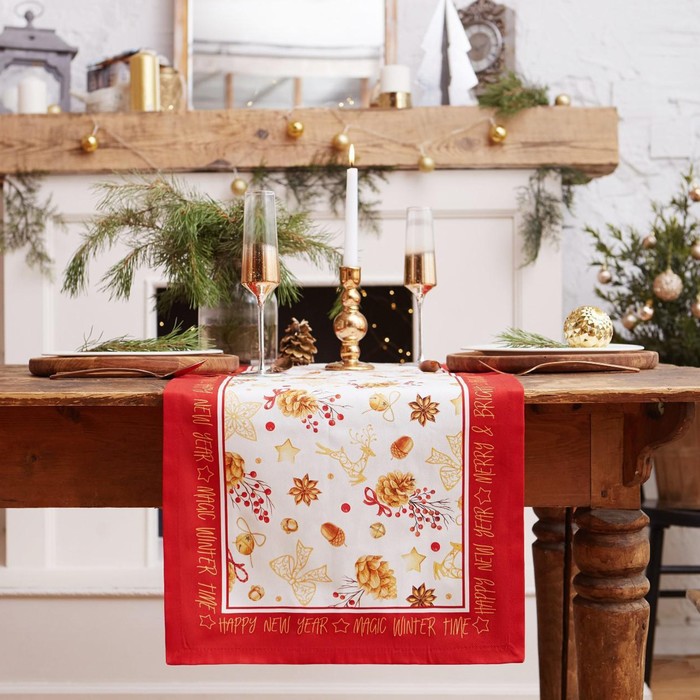 фото Дорожка на стол новогодняя golden christmas 40х147 см, 100% хл, саржа 190гр/м2 этель