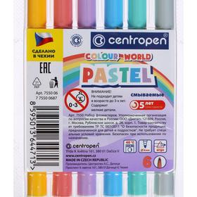 Фломастеры 6 цветов Centropen 7550 TP Colour World Pastel, пастельные, блистер, европодвес, линия 1.0 мм
Фломастеры 6 цветов Centropen 7550 TP Colour World Pastel, пастельные, блистер, европодвес, линия 1.0 мм