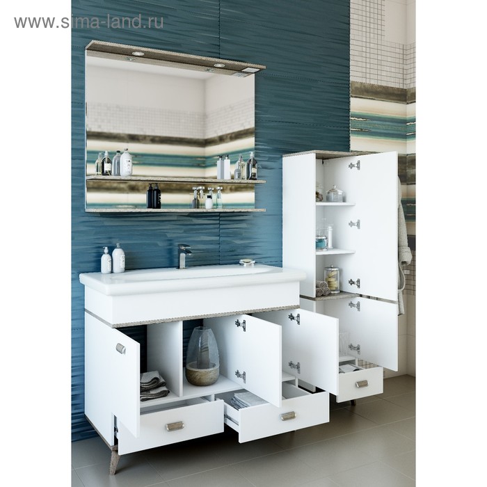 фото Тумба бруно 105 (б/ор) с раковиной леонардо 105 sanflor