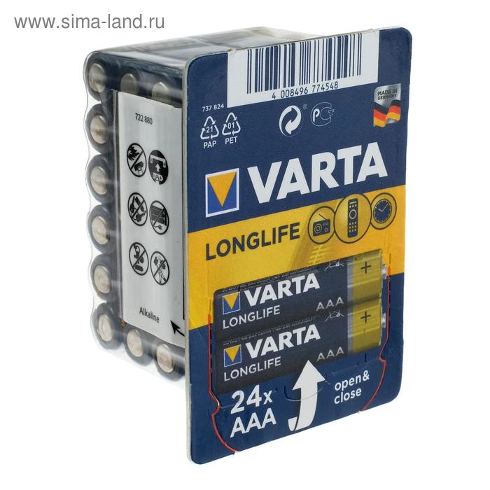 Батарейка алкалиновая Varta LongLife, AAA, LR03-24BOX, 1.5В, бокс, 24 шт.
Батарейка алкалиновая Varta LongLife, AAA, LR03-24BOX, 1.5В, бокс, 24 шт.