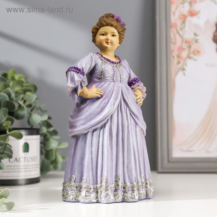 фото Сувенир полистоун "барышня в сиреневом платье золотым с кружевом" 22х11х9,5 см
