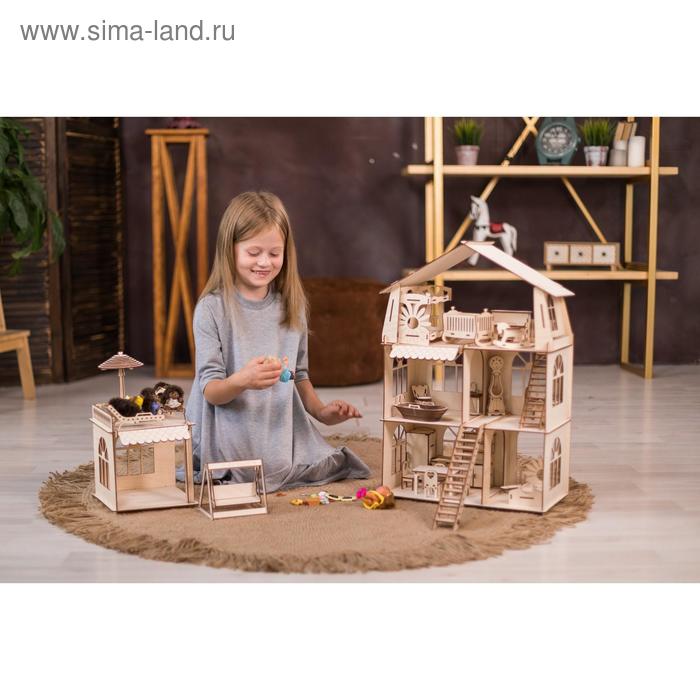 фото Конструктор-кукольный домик «коттедж с пристройкой и мебелью premium» хэппидом