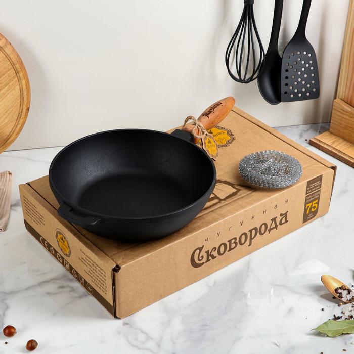 Сковорода чугунная литая, 240 х 60 мм, с деревянной ручкой, премиум набор
Сковорода чугунная литая, 240 х 60 мм, с деревянной ручкой, премиум набор