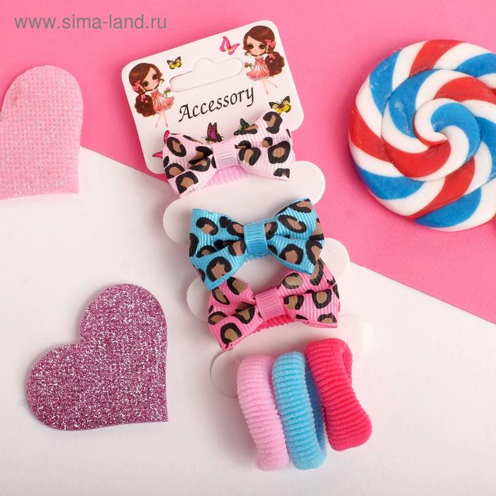 фото Резинка для волос "бантик" (набор 6 шт) гламурный принт 3 см