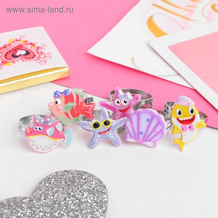 Кольцо детское "Ассорти" подводный мир, форма МИКС, цветное, безразмерное 
Кольцо детское "Ассорти" подводный мир, форма МИКС, цветное, безразмерное