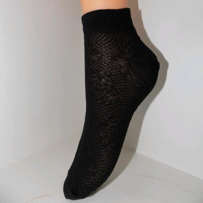 фото Носки женские ажурные, размер 25, цвет чёрный, 10 пар в уп. лысьвенская мануфактура