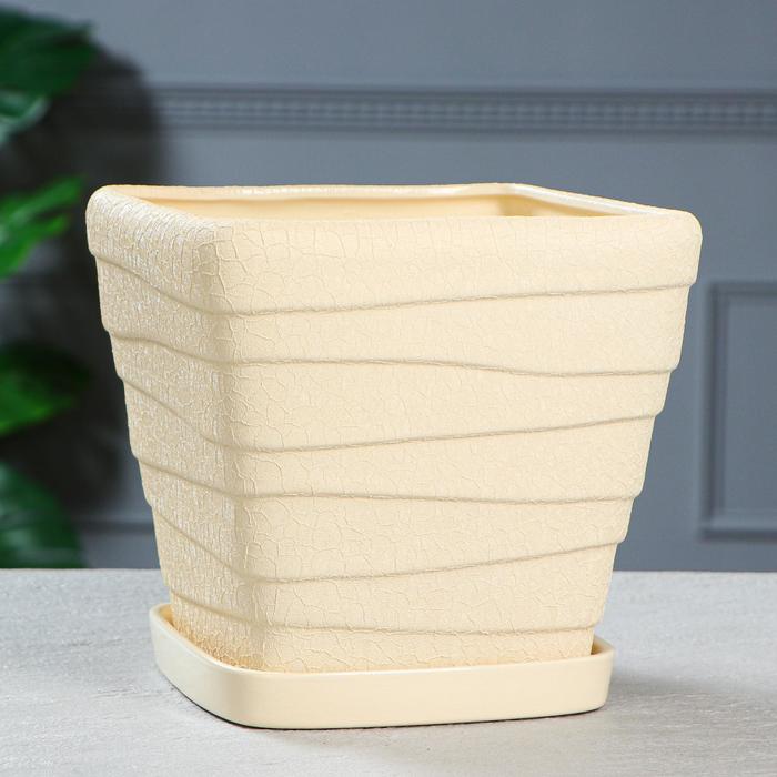 Горшок для цветов "Квадрат волна", шёлк, бежевый, керамика, 4.5 л
Горшок для цветов "Квадрат волна", шёлк, бежевый, керамика, 4.5 л