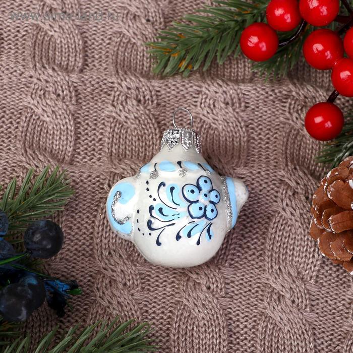 фото Елочное украшение "чайник русские узоры" h-7 см