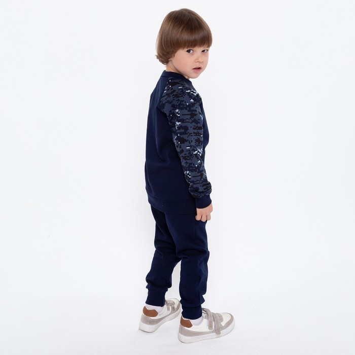 фото Спортивный костюм (толстовка, брюки) для мальчика, цвет синий камуфляж/тёмно-синий, рост 110 см (30) tusi