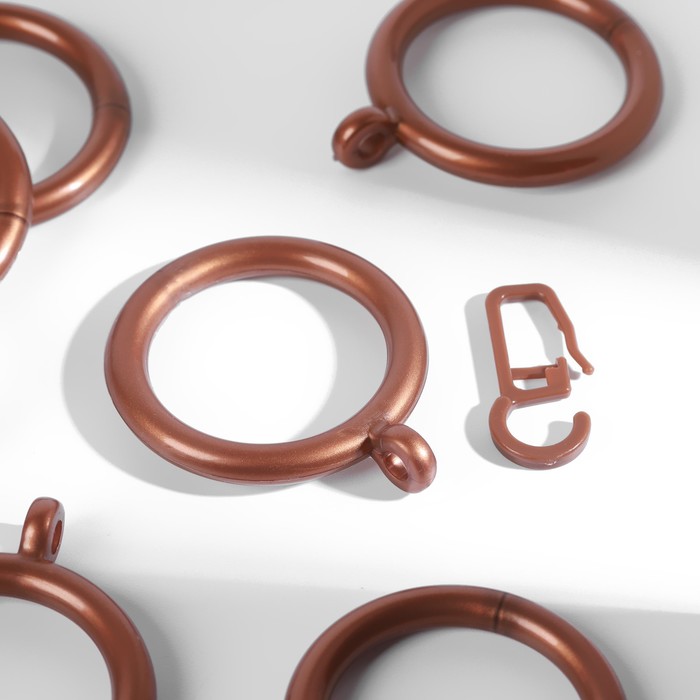 Набор для штор, кольца и крючки, 10 шт, цвет бронзовый
Набор для штор, кольца и крючки, 10 шт, цвет бронзовый